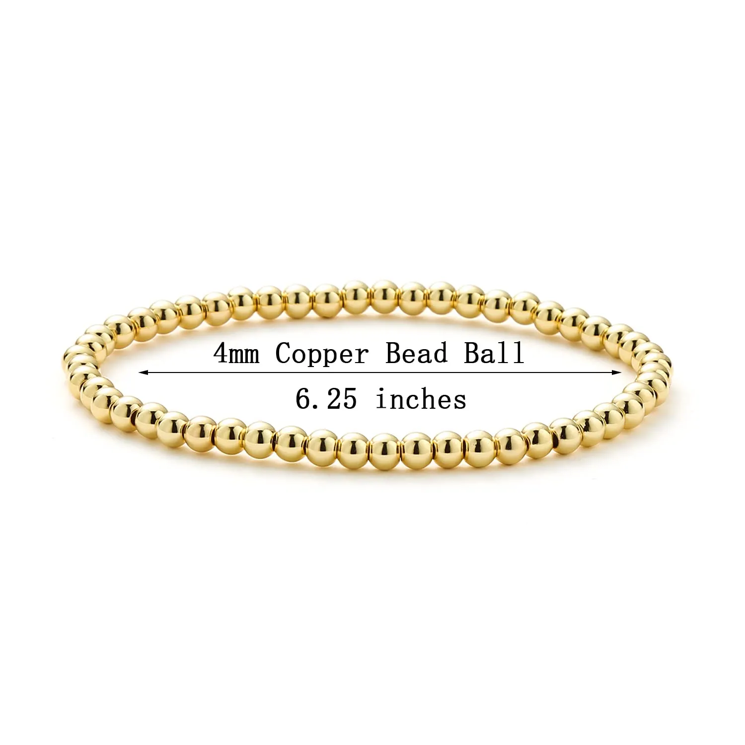 Starain Gold Beaded Bracelets for Women 18K Gold Plated Beaded Ball Stackable Stretch Bracelet Gold Cuff Bangle Set