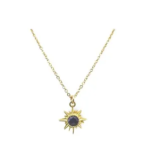 Starburst CZ Center Necklace: Amethyst (NGCH445Y)