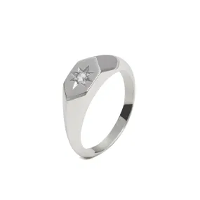 Starlight Diamond Birthstone Signet Ring