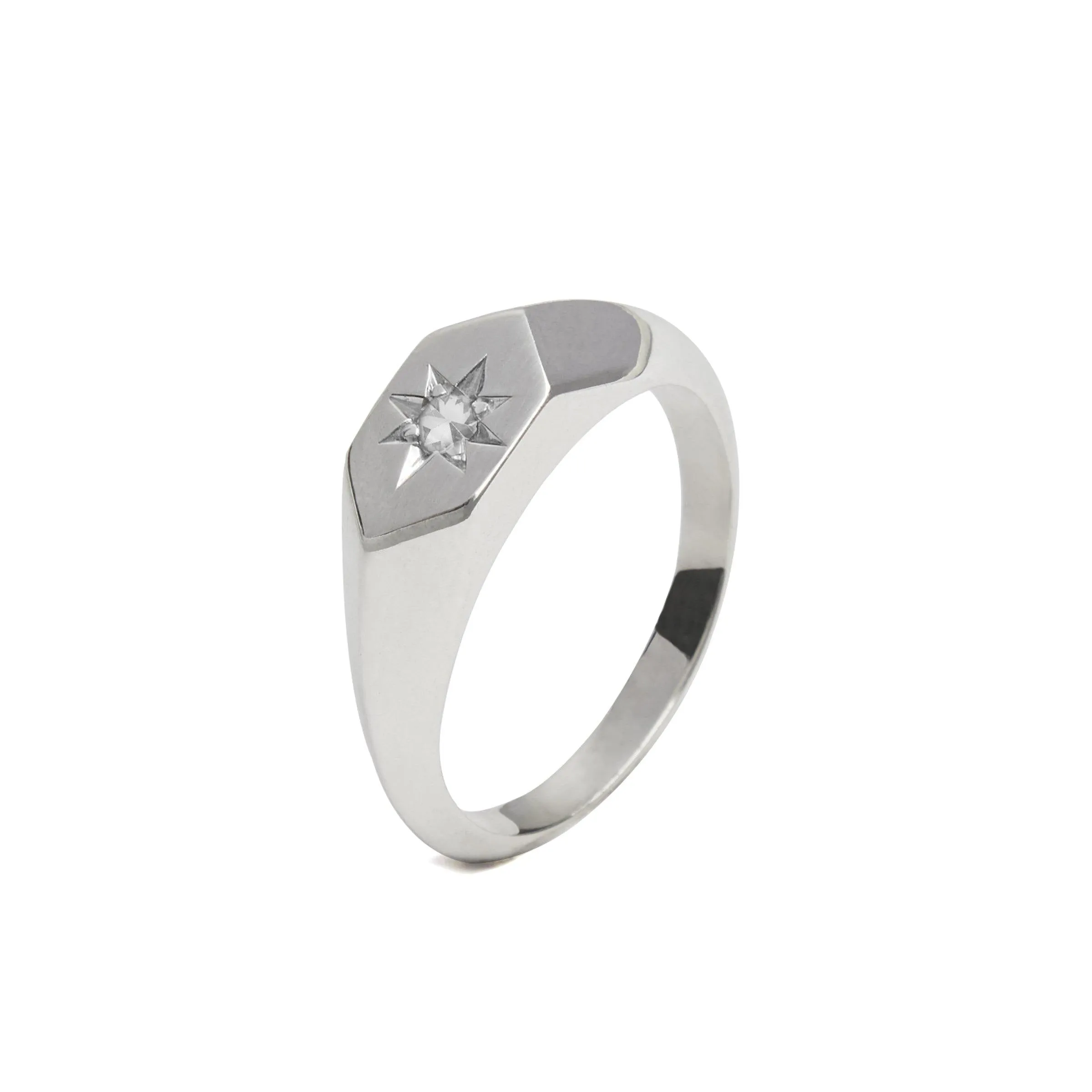 Starlight Diamond Birthstone Signet Ring