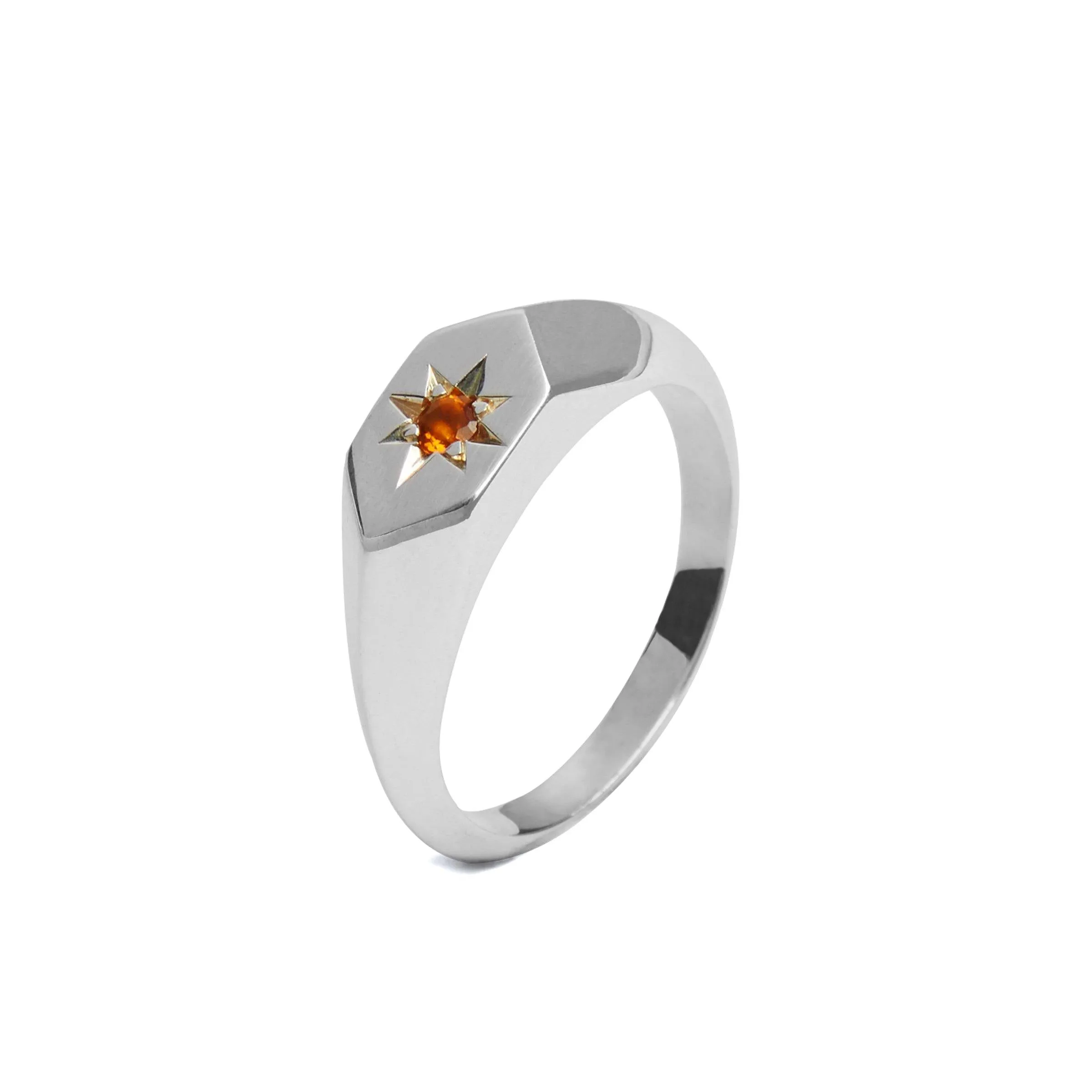 Starlight Palmeria Citrine Birthstone Signet Ring