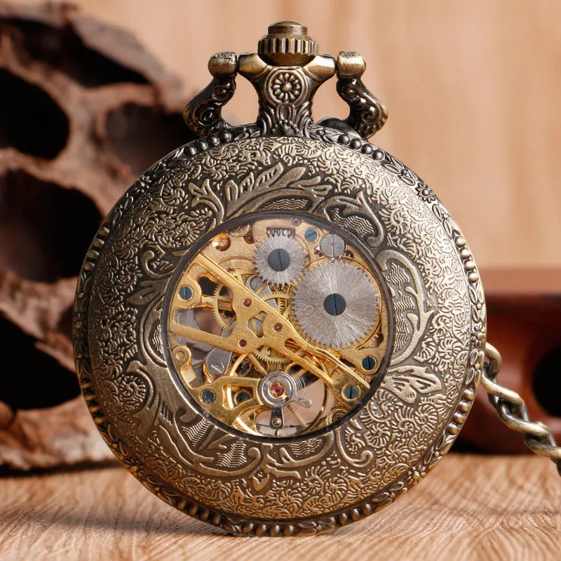 Steampunk Mechanical Hand-Wound Pocket Watch