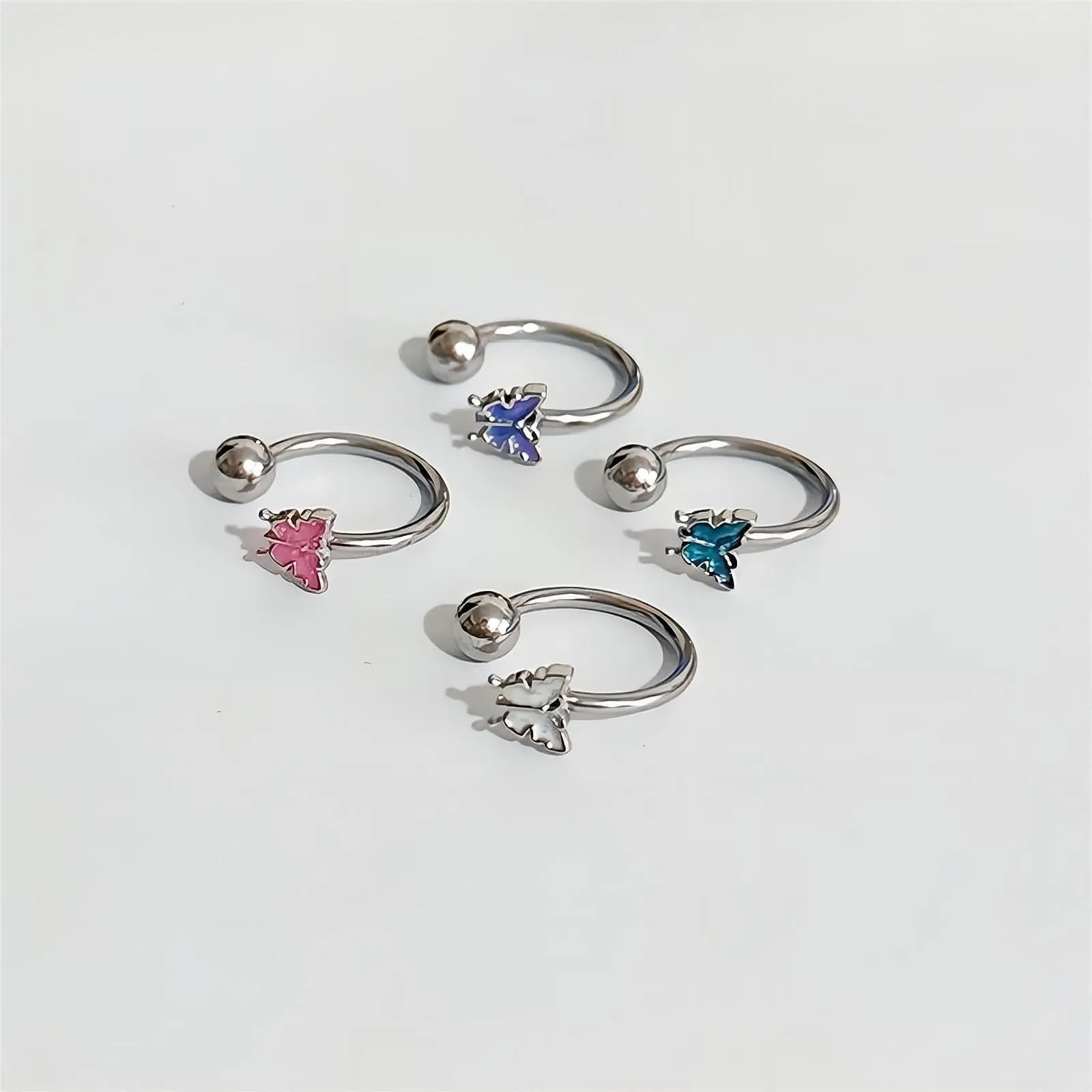 Steel Colorful Butterfly Piercing Lip Ring