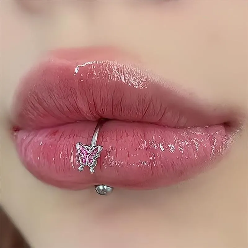 Steel Colorful Butterfly Piercing Lip Ring