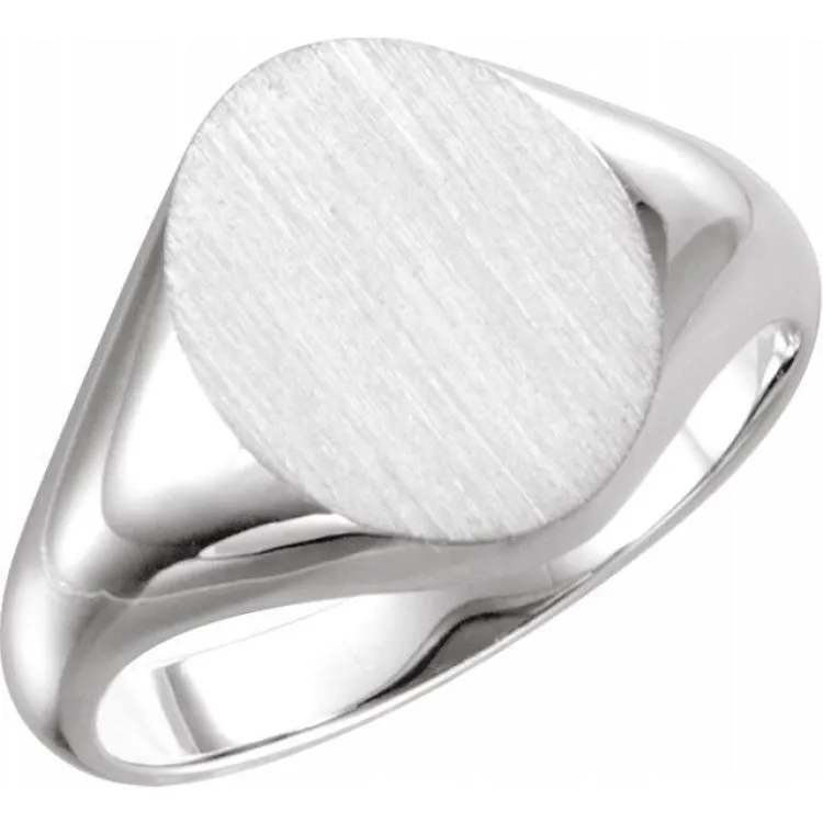 Sterling Silver 11x9.5 mm Oval Signet Ring