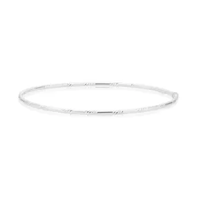 Sterling Silver 65mm Pattern Engraved Bangle