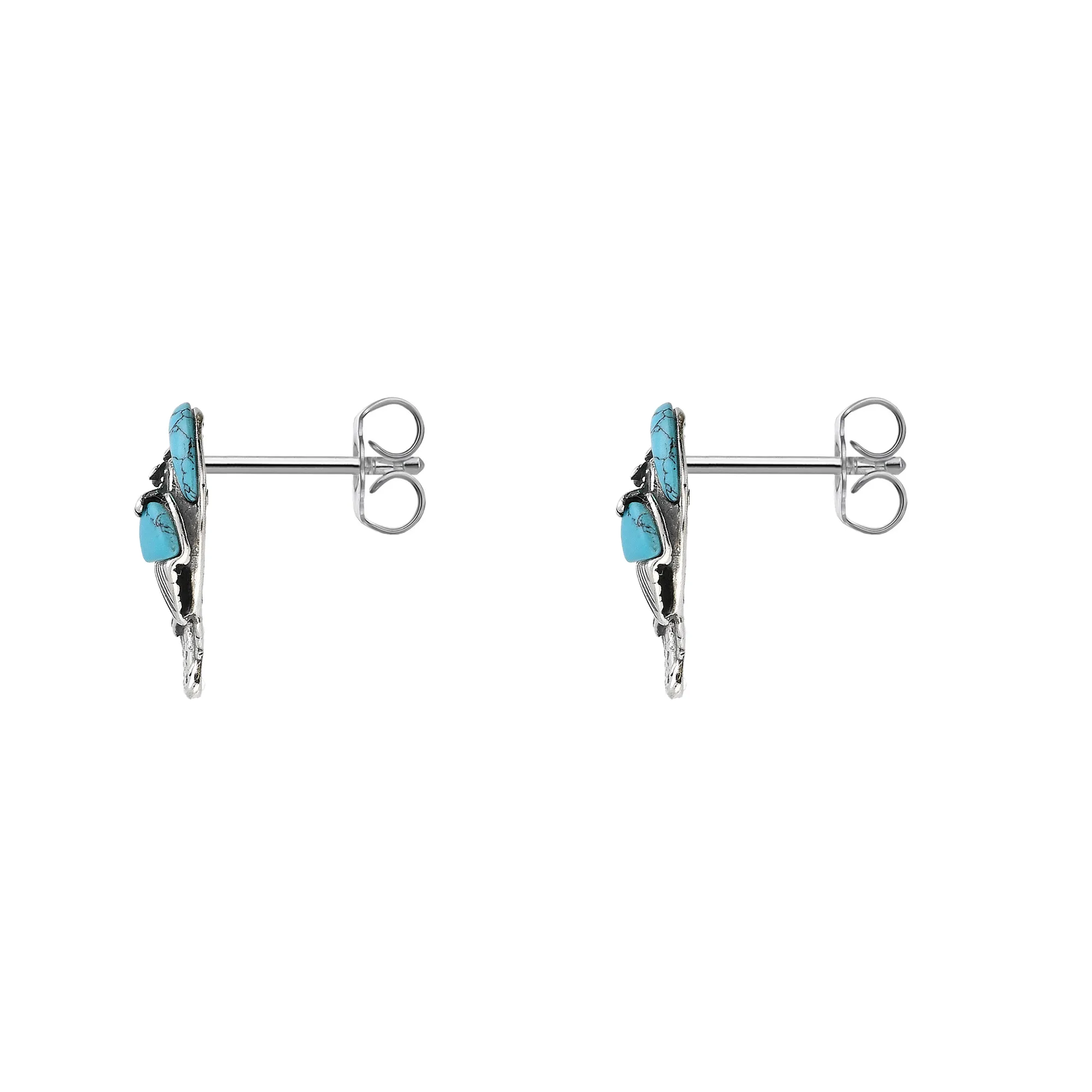 Sterling Silver Amber & Turquoise Small Kingfisher Stud Earrings