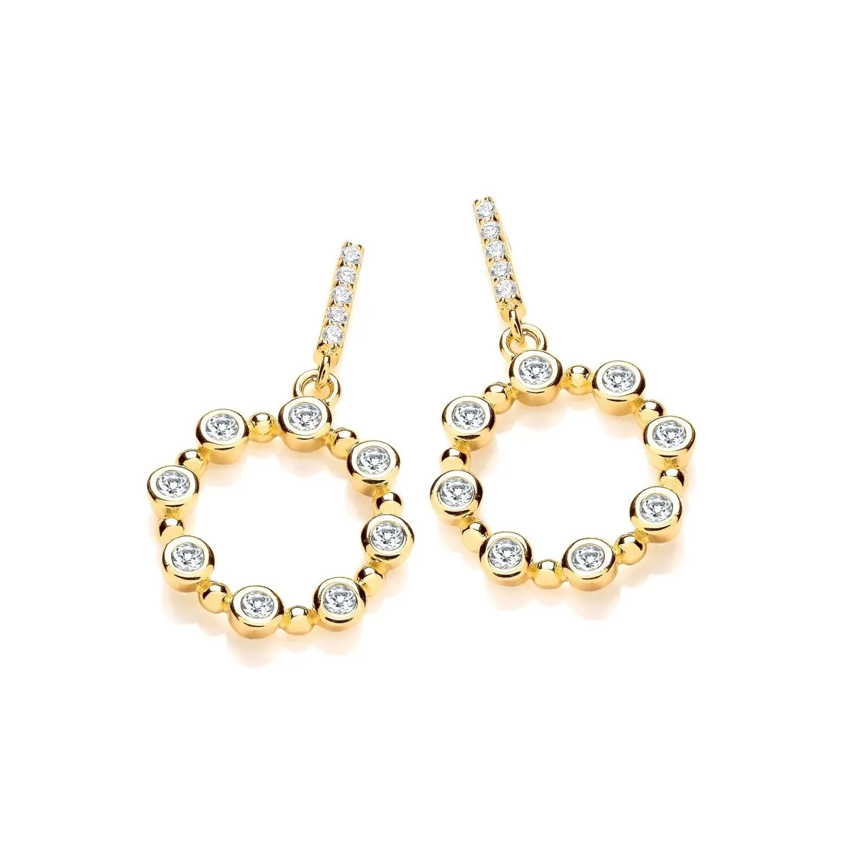 Sterling Silver & Gold Vermeil Circle Drop CZ Earrings