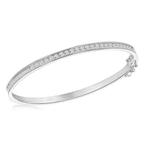 Sterling Silver Cubic Zirconia Small Curved Bangle