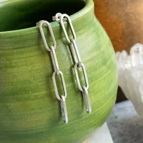 Sterling Silver Long Link Chain Earrings