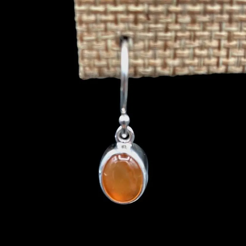 Sterling Silver Orange Carnelian Gemstone Dangle Earrings