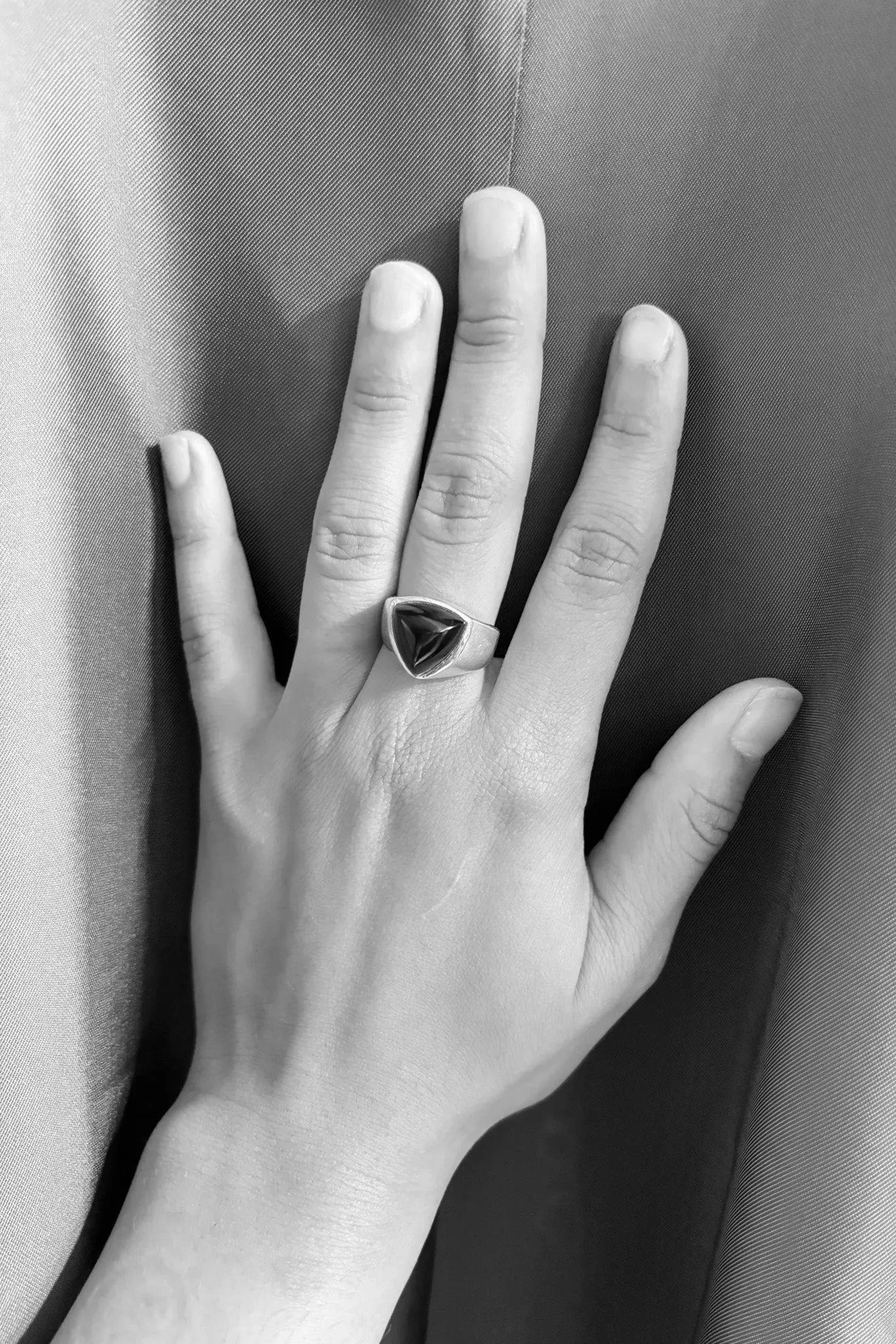 Sterling Silver Pointed Onyx Signet Ring