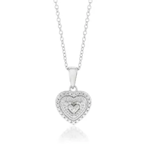 Sterling Silver With Diamond Heart Shape Pendant with Chain