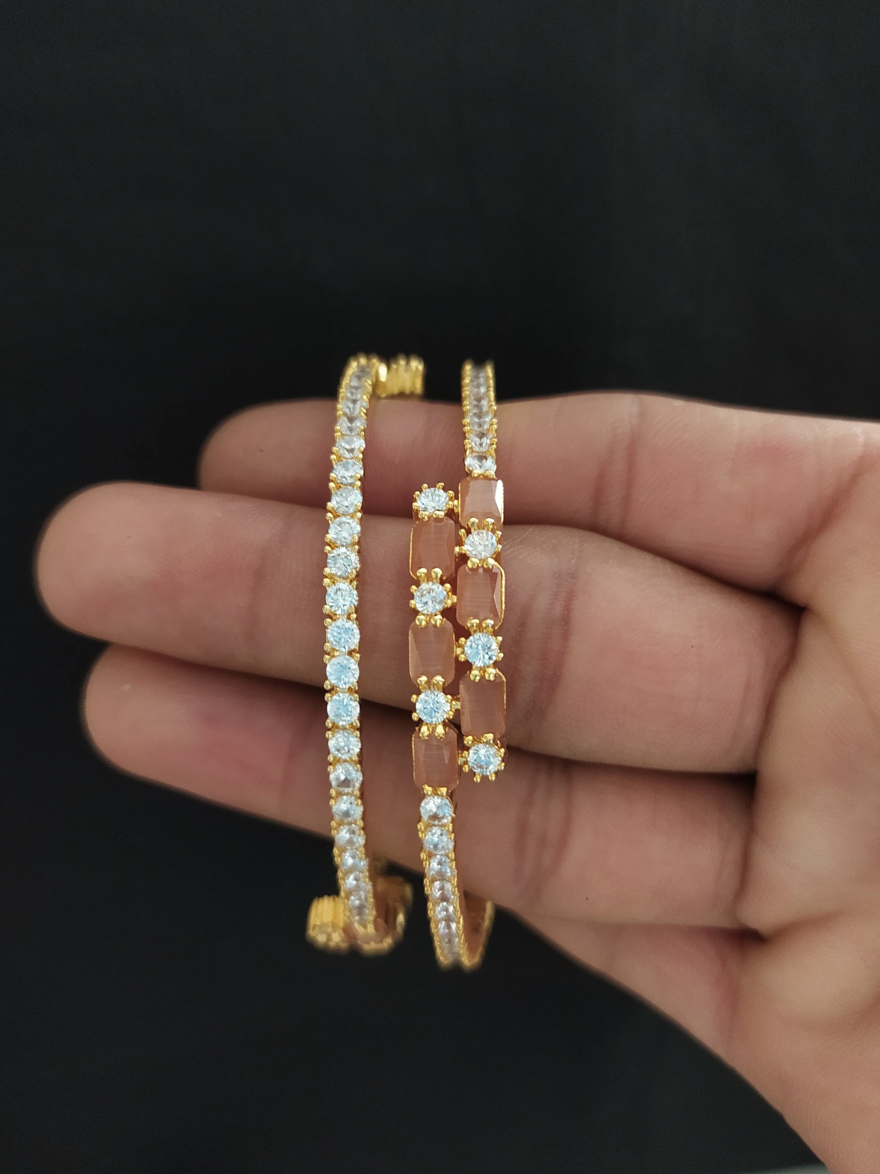 Stunning Design Gold Plated Zircon Bangles