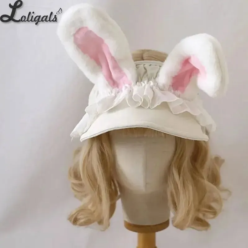 Sweet Women's Sun Hat Cute Rabbit Ear Lolita Baseball Cap Warm Winter Plush Beach Hats