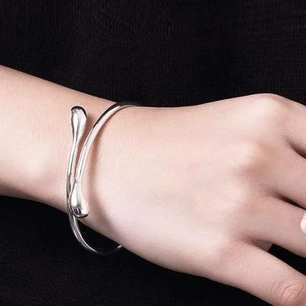 Teardrop Bangle in Sterling Silver