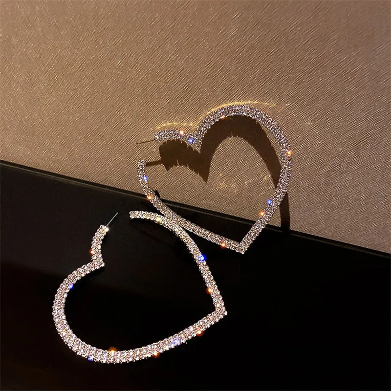 TEEK - Big Heart Crystal Hoop Earrings