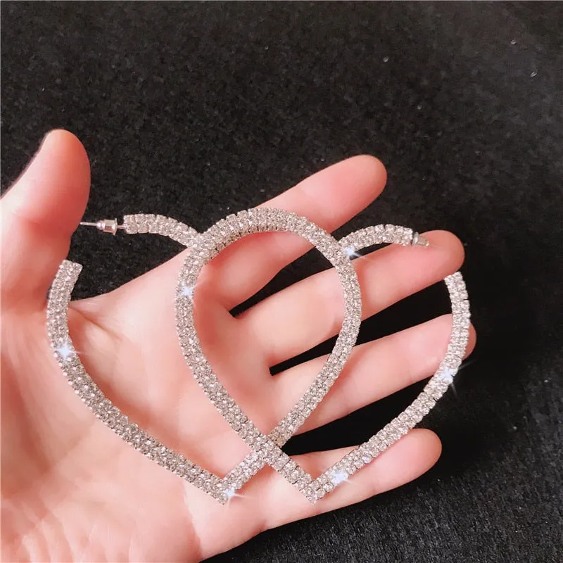 TEEK - Big Heart Crystal Hoop Earrings