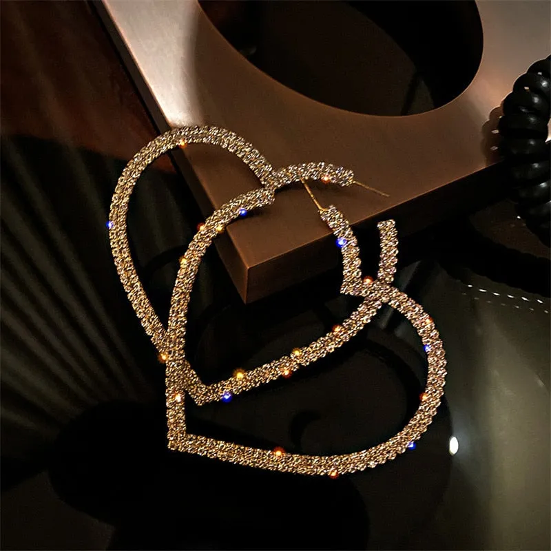 TEEK - Big Heart Crystal Hoop Earrings