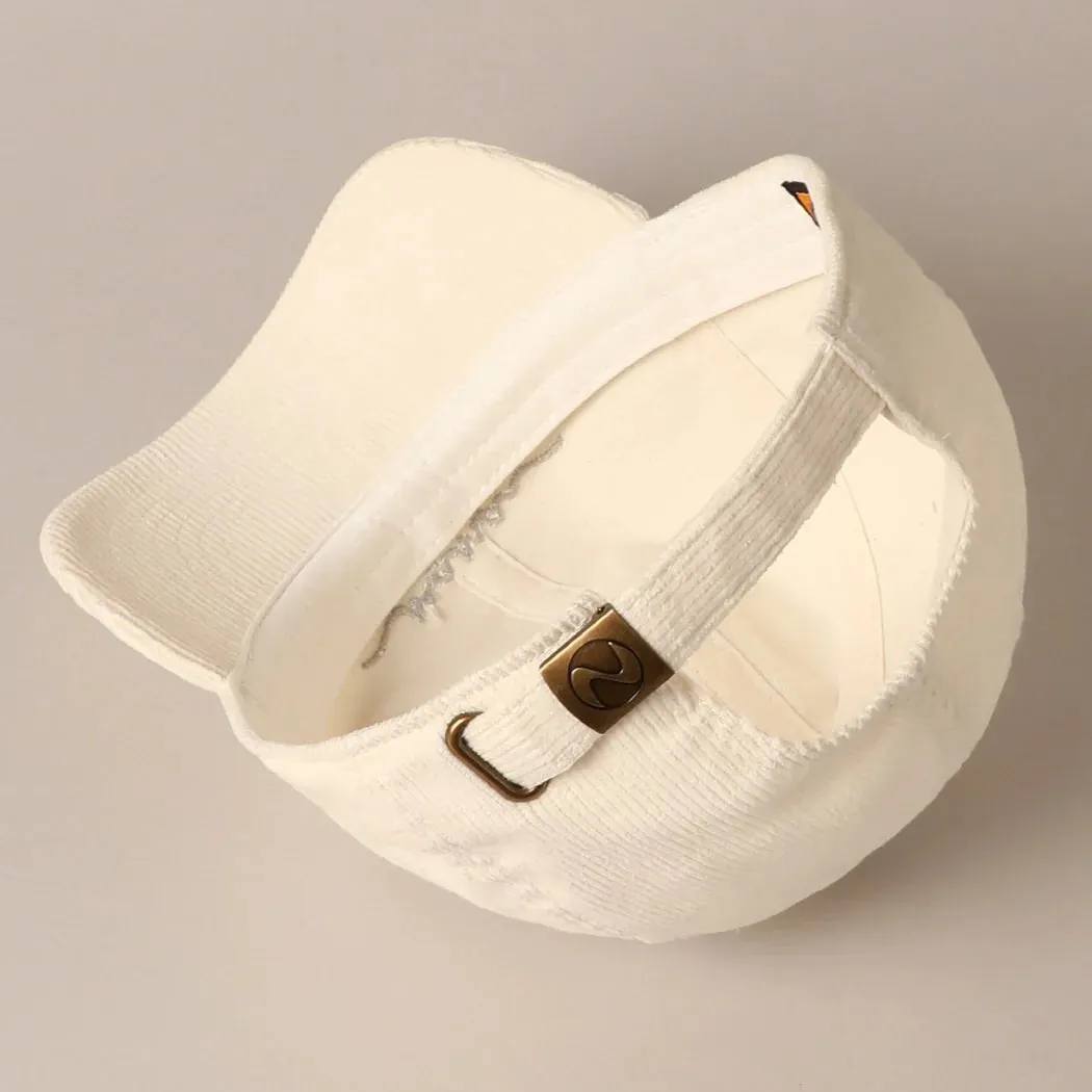 The Mama Embroidered Corduroy Baseball Cap - Off White