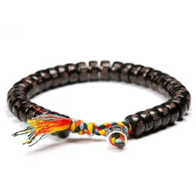 Tibetan buddhist Hand Braided Cotton thread Bracelet Women Men Natural Coconut shell beads Carved OM Mani Padme Hum Jewelry