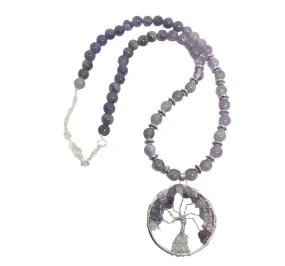 Tree of Life Wire Wrapped Necklace with Dream Amethyst Crystal