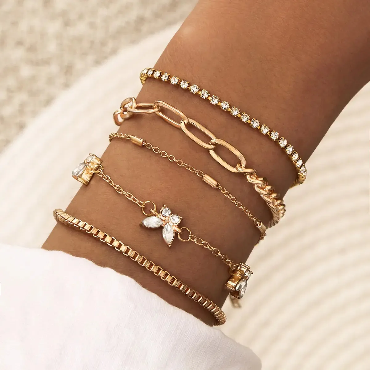 Trendy Contemporary Chain Bracelet Set