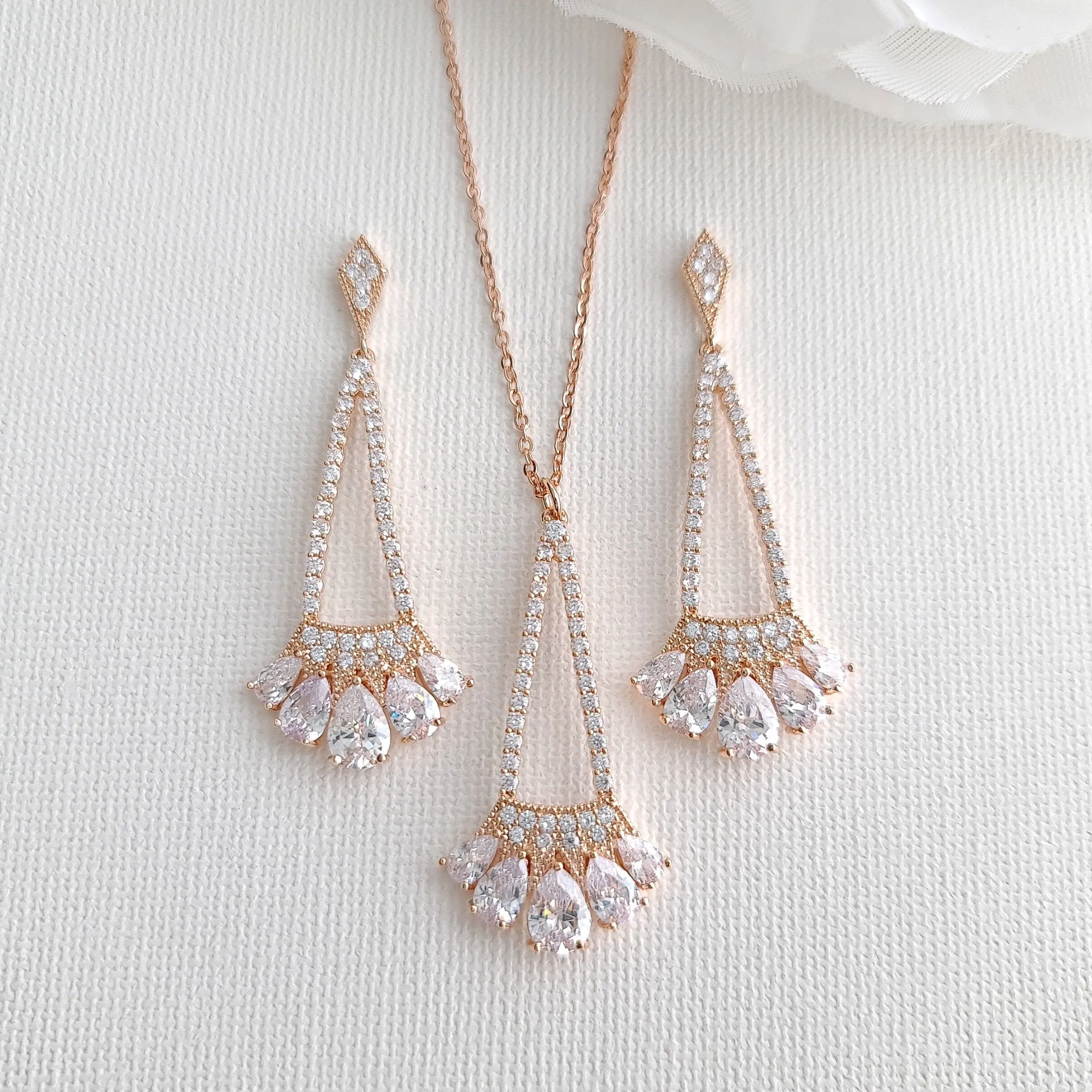 Triangle Dangle Earrings Rose Gold- Sydney