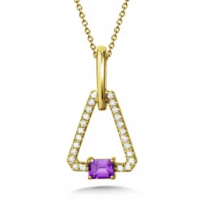 Triangular Amethyst and Diamond Pendant