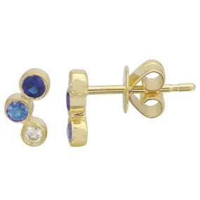 Triple Graduated Gemstone Curved Bezel Studs