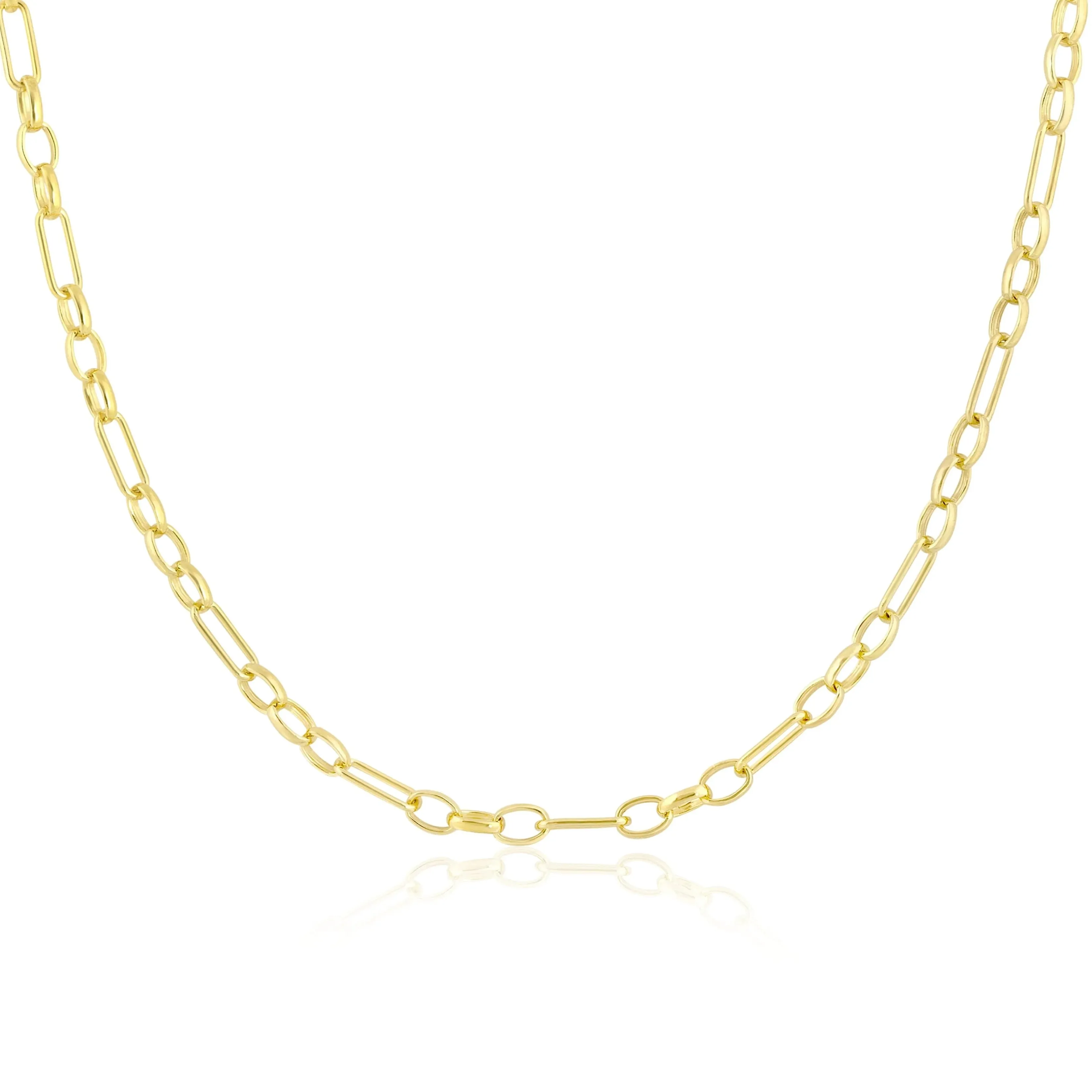 Triple Round & Oval Watch Chain Necklace