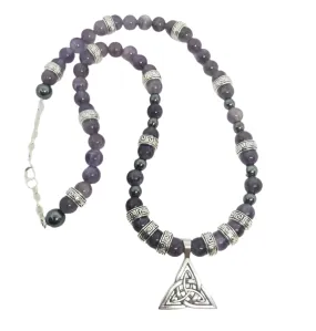 Triquetra Necklace with Amethyst Crystal