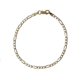 Two Tone 2mm Figaro Chain 7” Bracelet