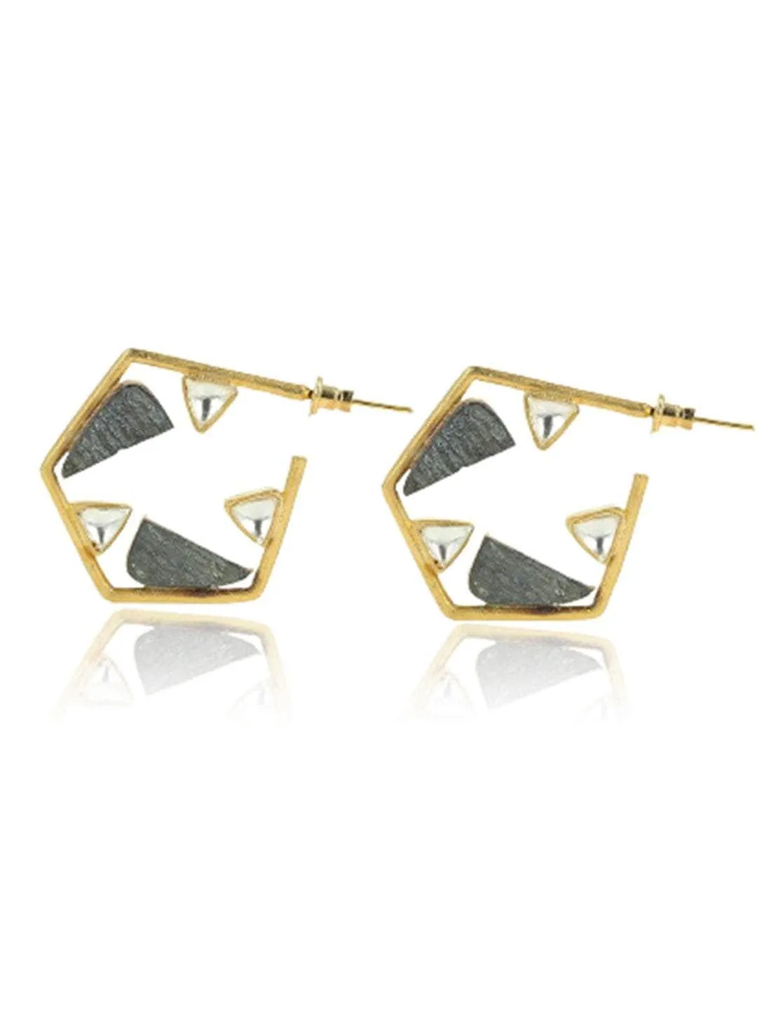 Two Toned Pentagon Hoop Earring