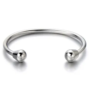 Unisex Elastic Adjustable Stainless Steel Bangle Bracelet for Men and Women Polished