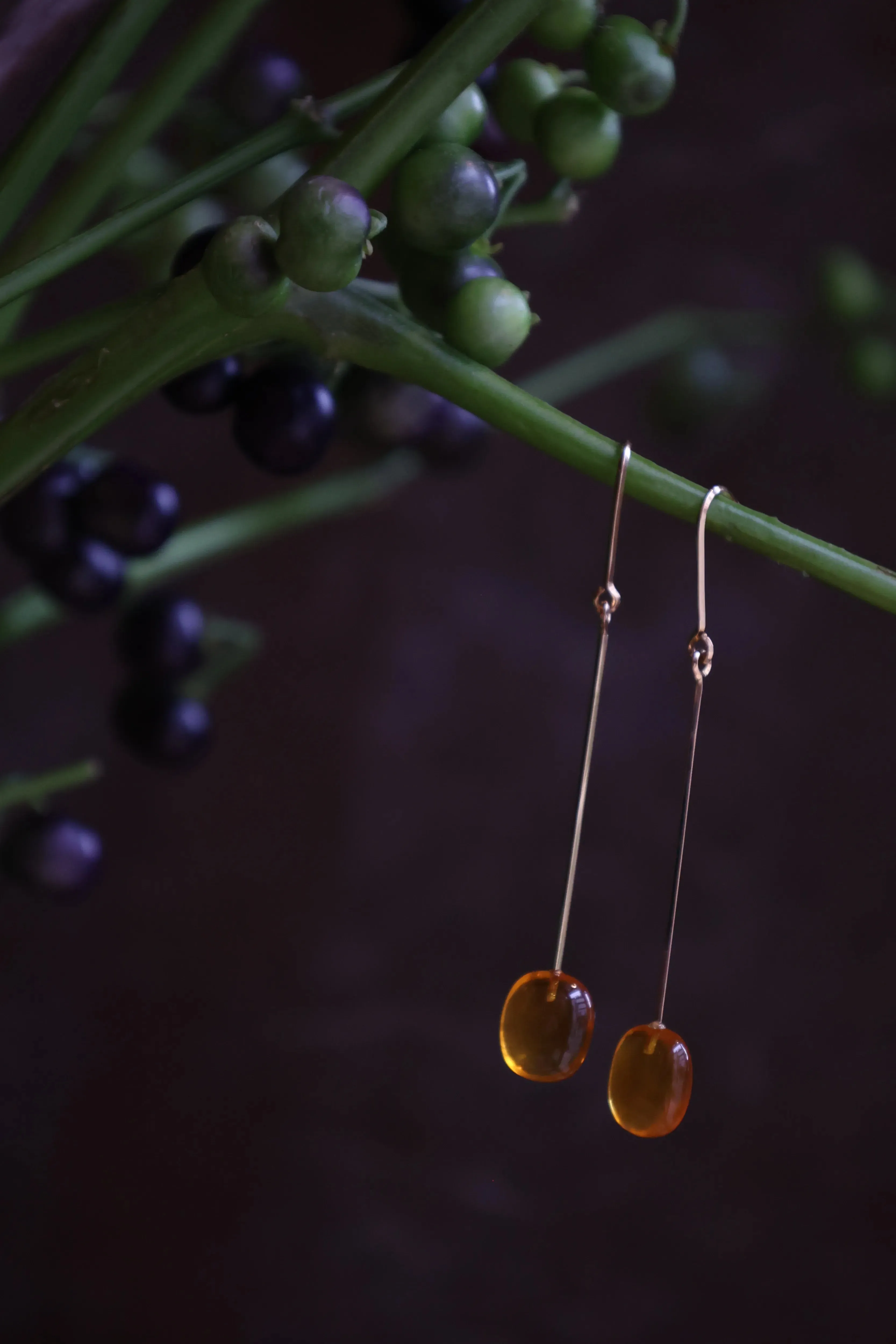 “UNKEI” Amber hook earrings