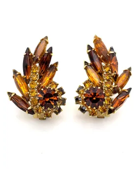 【USA輸入】ヴィンテージ アンバー トパーズ ビジュー イヤリング/Vintage Amber Topaz Bijou Clip On Earrings