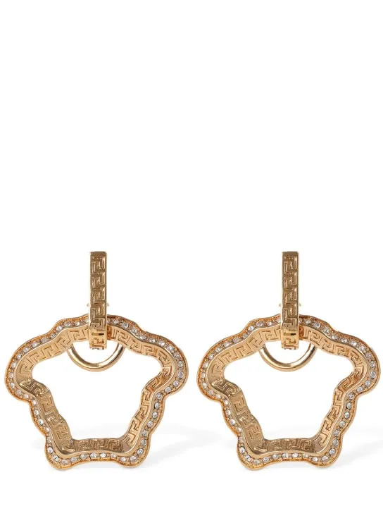 Versace   Medusa shape crystal drop earrings 