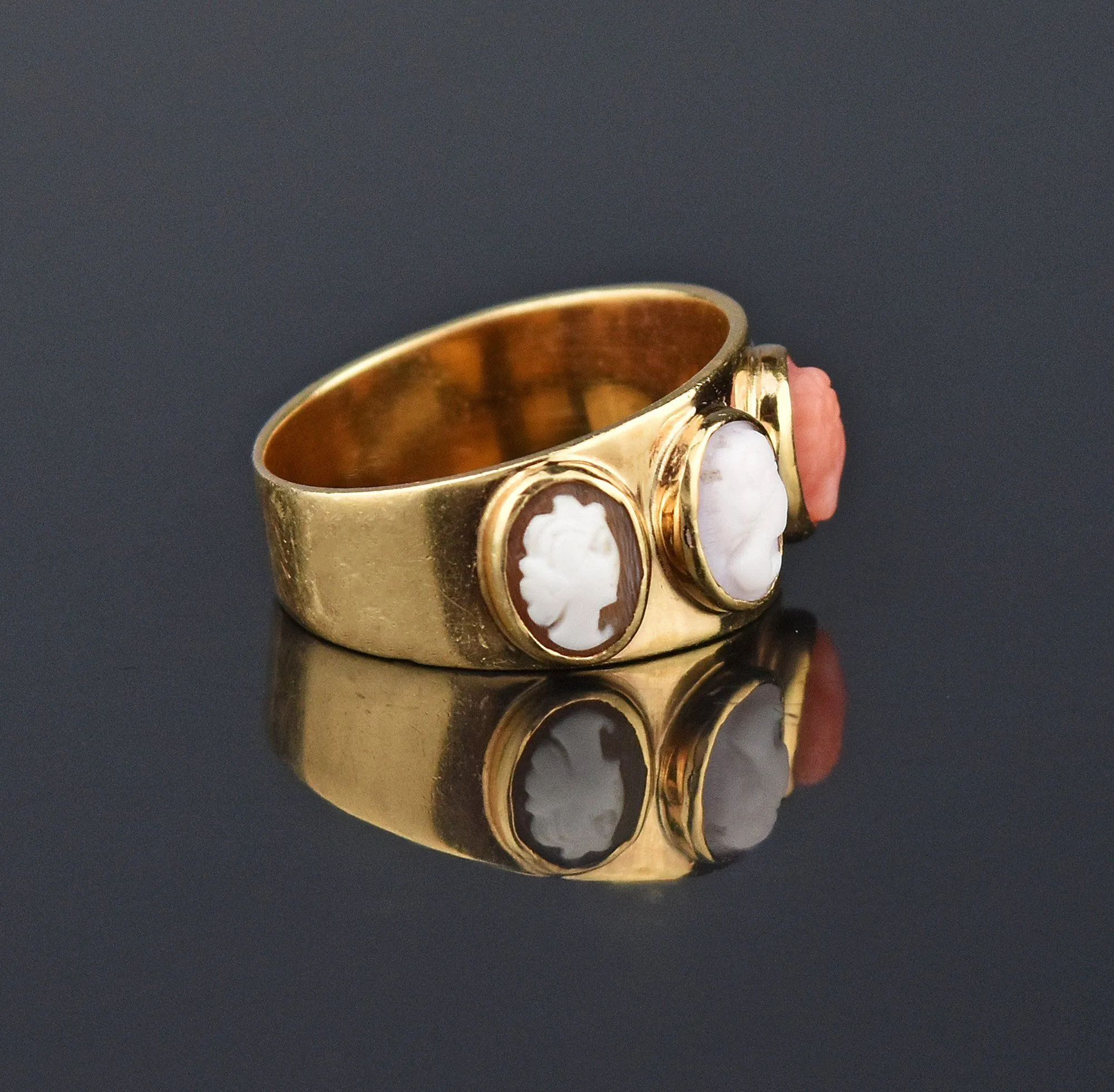 Victorian Italian Cameo 14K Gold Eternity Band Ring