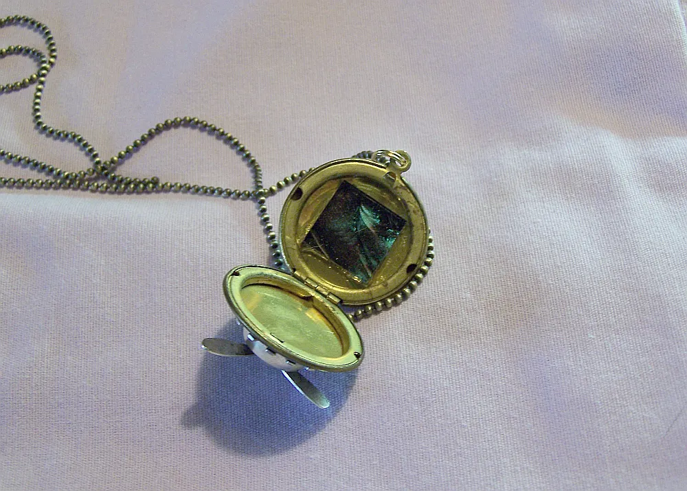 Vintage Brass Propeller Steampunk Locket  Necklace