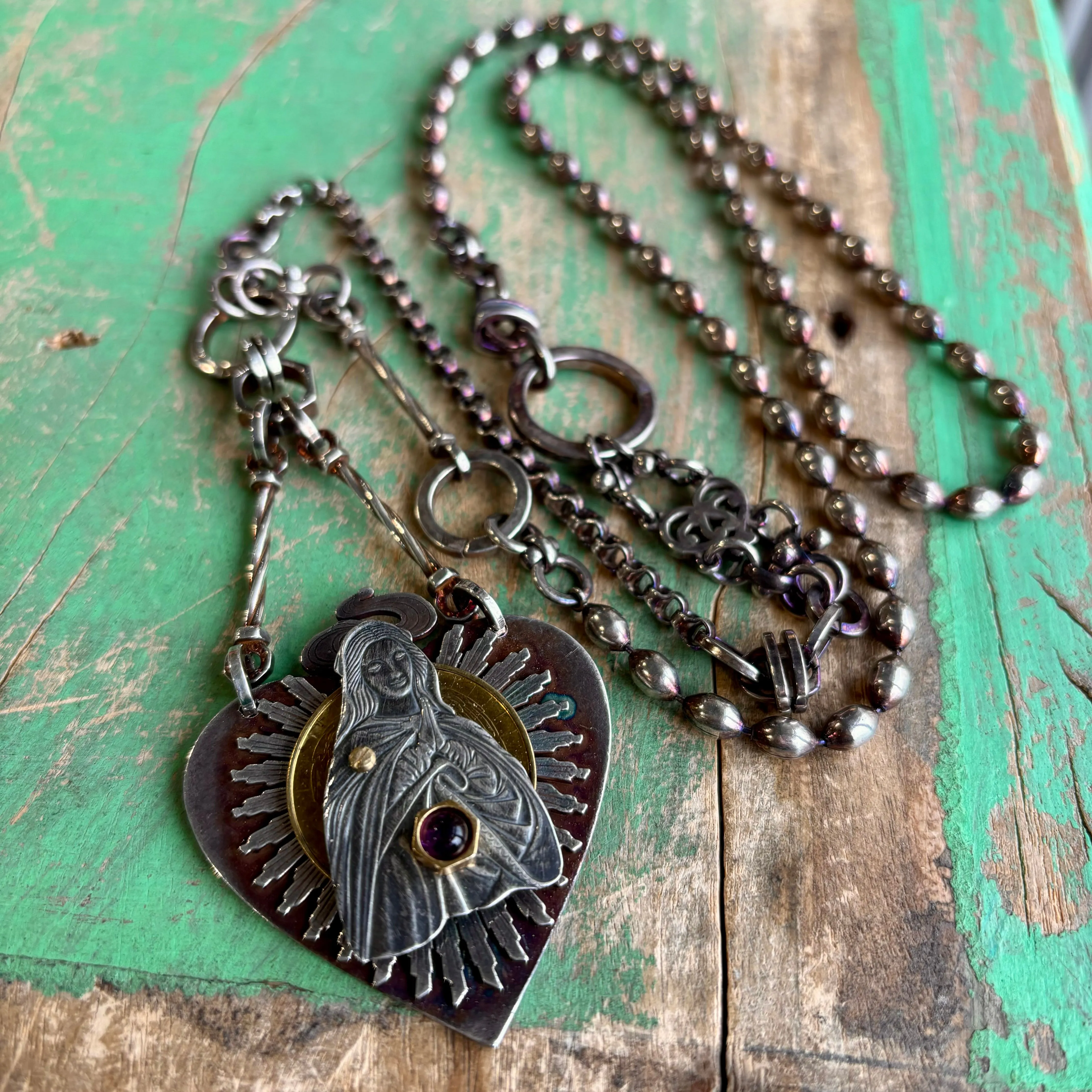 Virgin Mary Sacred Heart Necklace