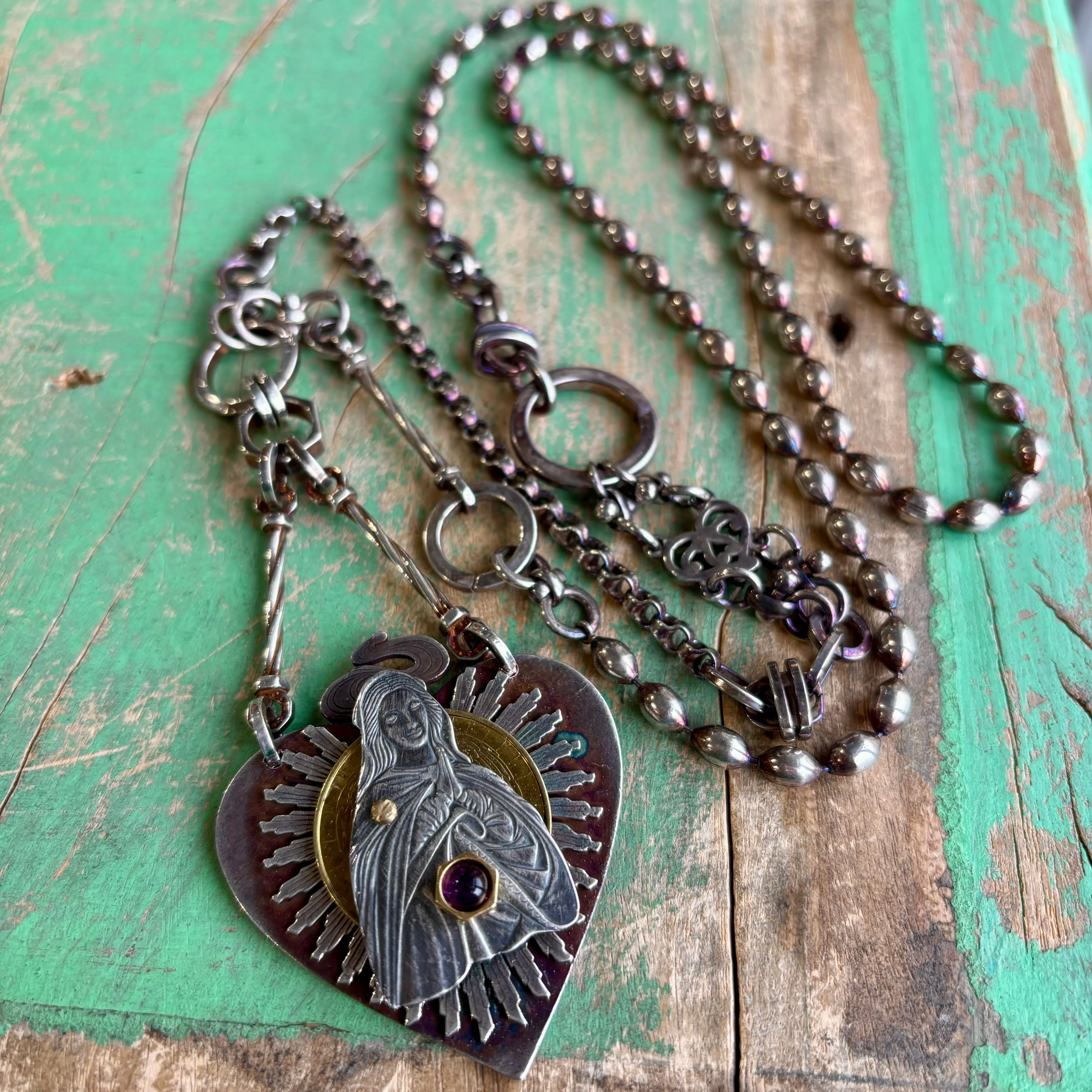 Virgin Mary Sacred Heart Necklace