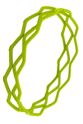 Wavy Metal Bangle Set in Lime Green