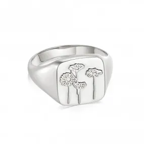 Wild Daisies Signet Sterling Silver Ring FR08_SLV