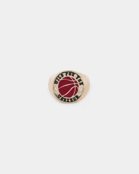 Wild For The Weekend Baller Basketball Signet Ring (Medium) Gold