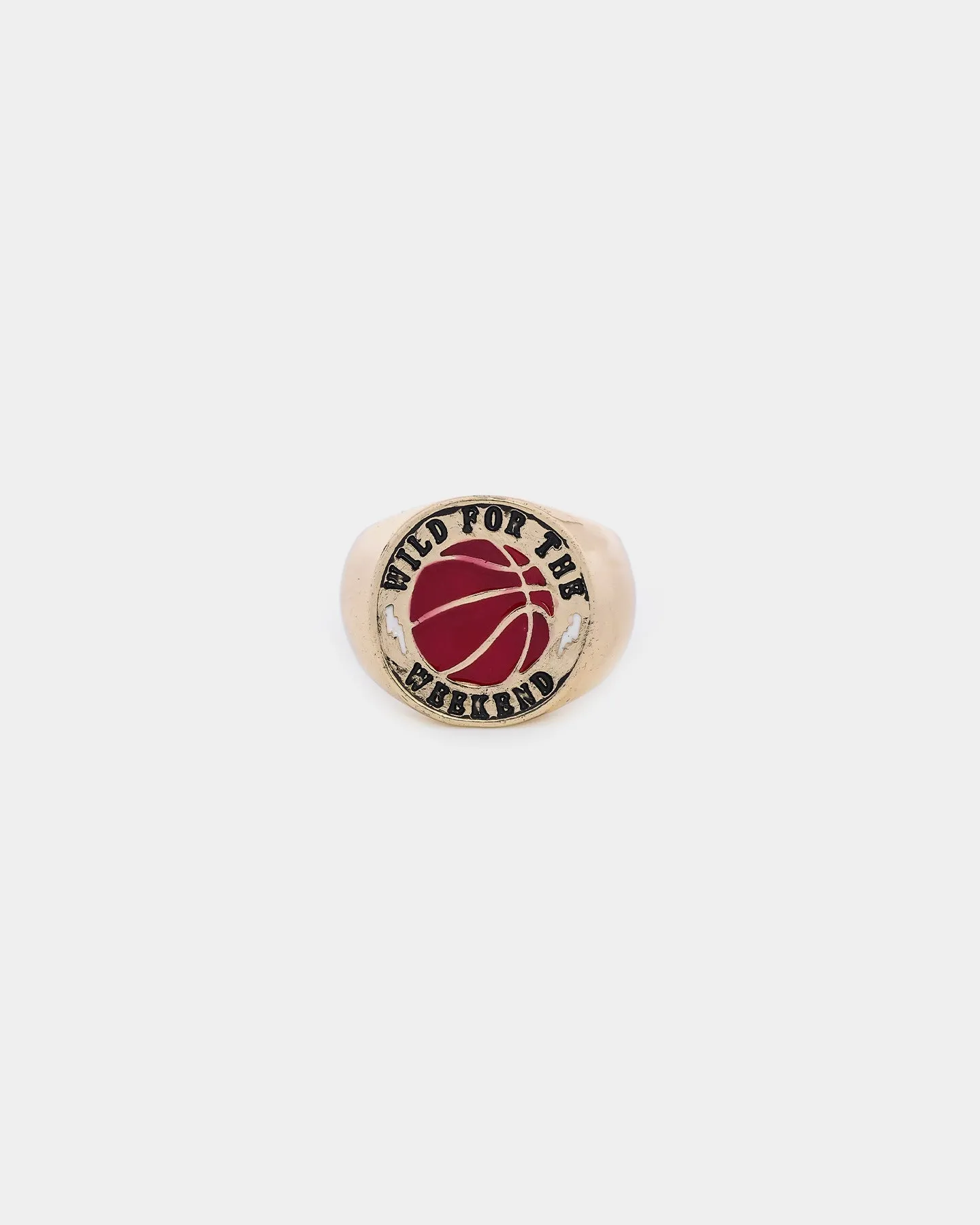 Wild For The Weekend Baller Basketball Signet Ring (Medium) Gold