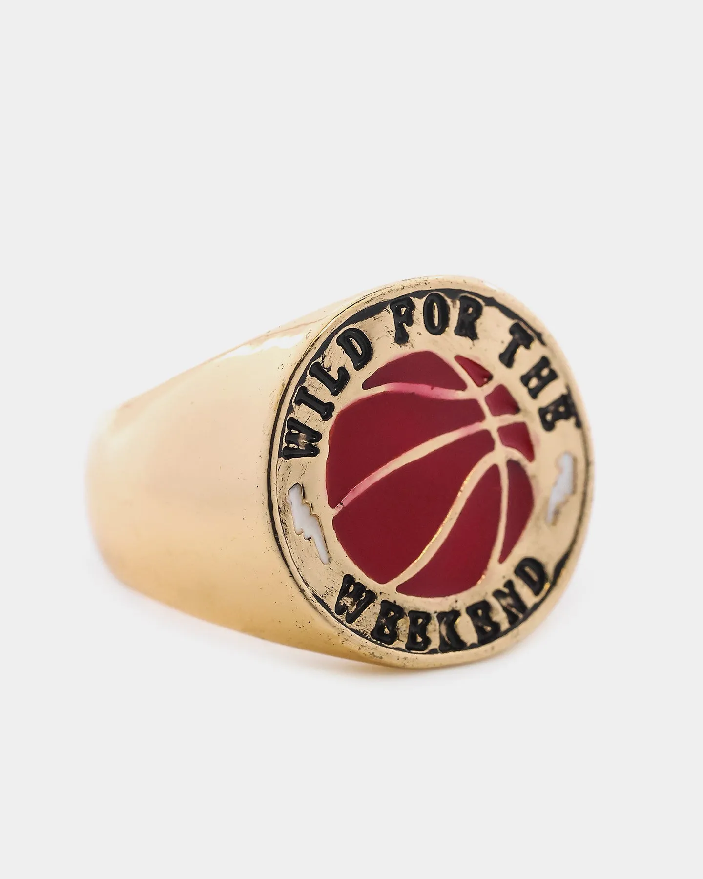 Wild For The Weekend Baller Basketball Signet Ring (Medium) Gold