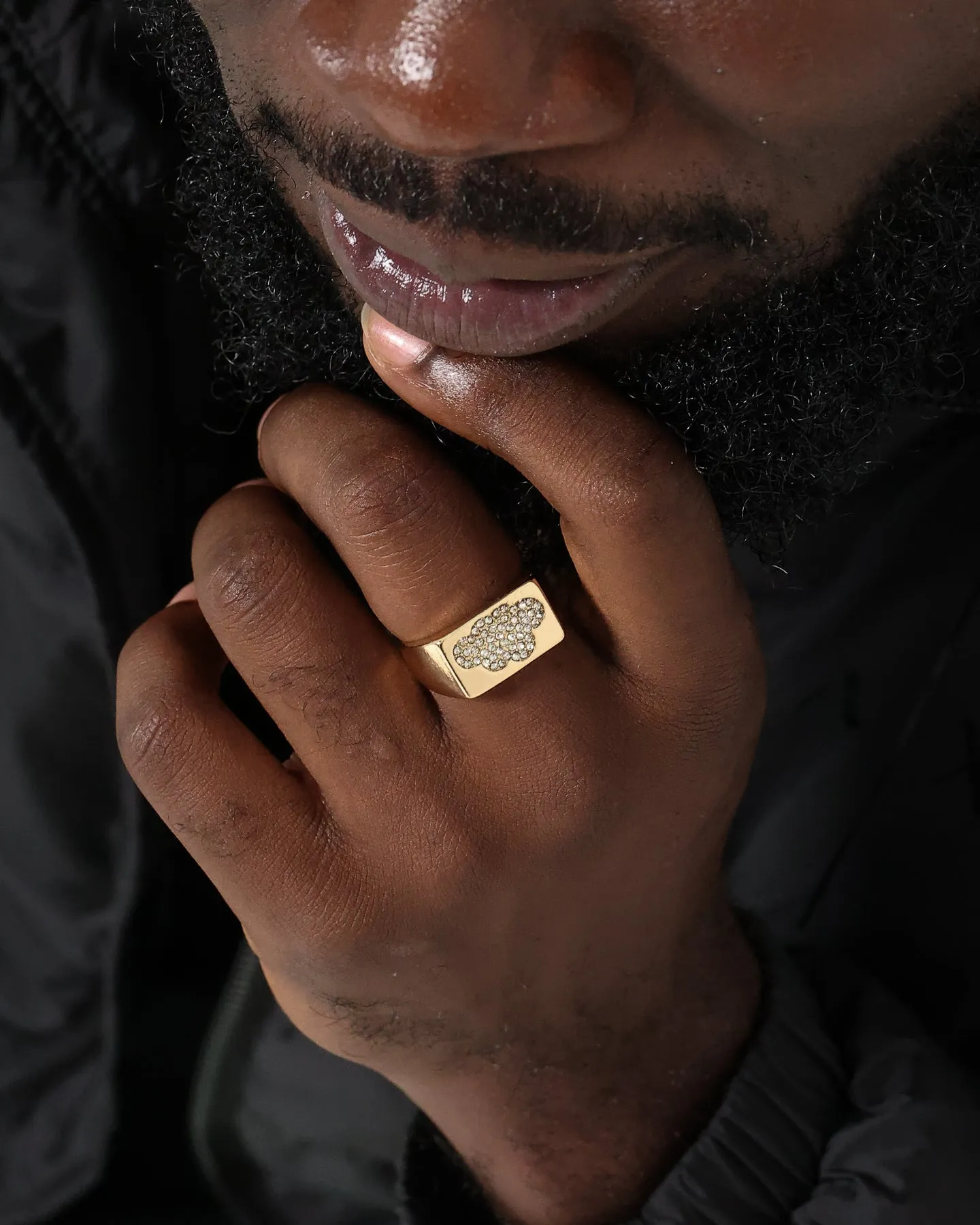 Wild For The Weekend Cloud Crystal Signet Ring (Large) Gold