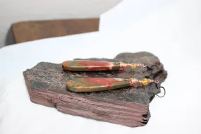 Wire Wrap Copper and Amber Earrings