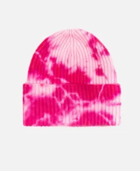 WOLL-KASCHMIR MÜTZE "AOSTA" TIE DYE PINK/ROSE